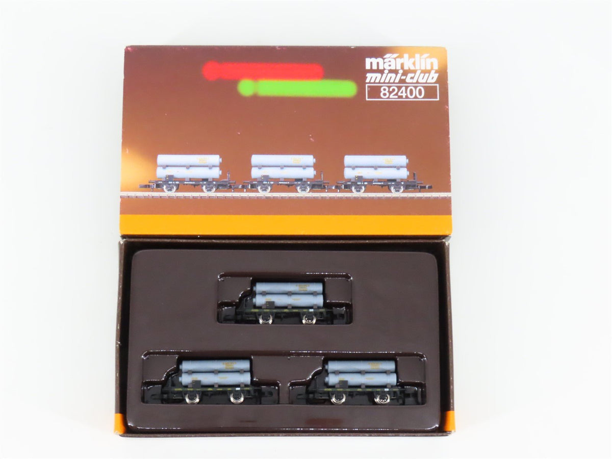 Z Scale Marklin Mini-Club 82400 Royal Bavarian Flat Cars w/ Gas Cylinders 3-Pack