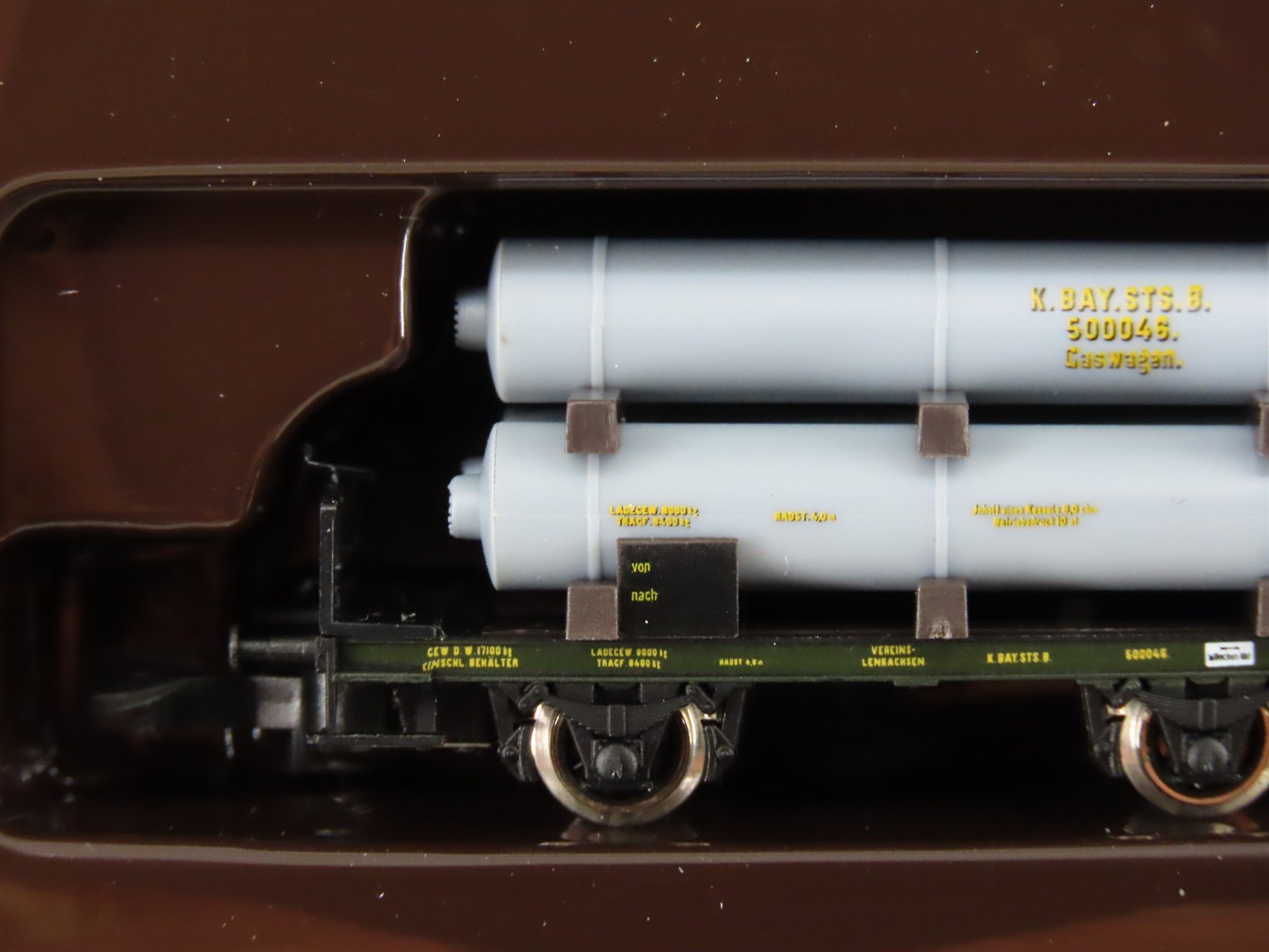 Z Scale Marklin Mini-Club 82400 Royal Bavarian Flat Cars w/ Gas Cylinders 3-Pack