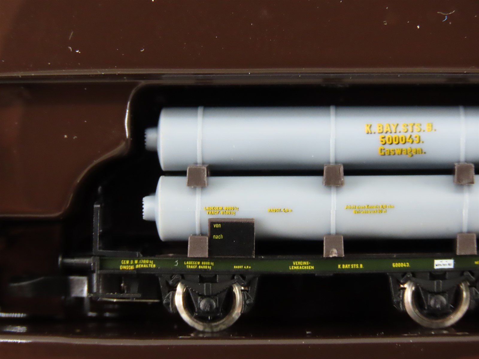 Z Scale Marklin Mini-Club 82400 Royal Bavarian Flat Cars w/ Gas Cylinders 3-Pack
