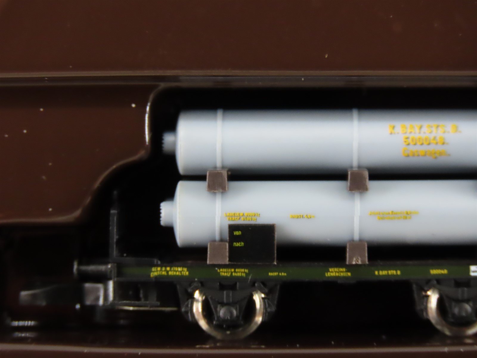 Z Scale Marklin Mini-Club 82400 Royal Bavarian Flat Cars w/ Gas Cylinders 3-Pack