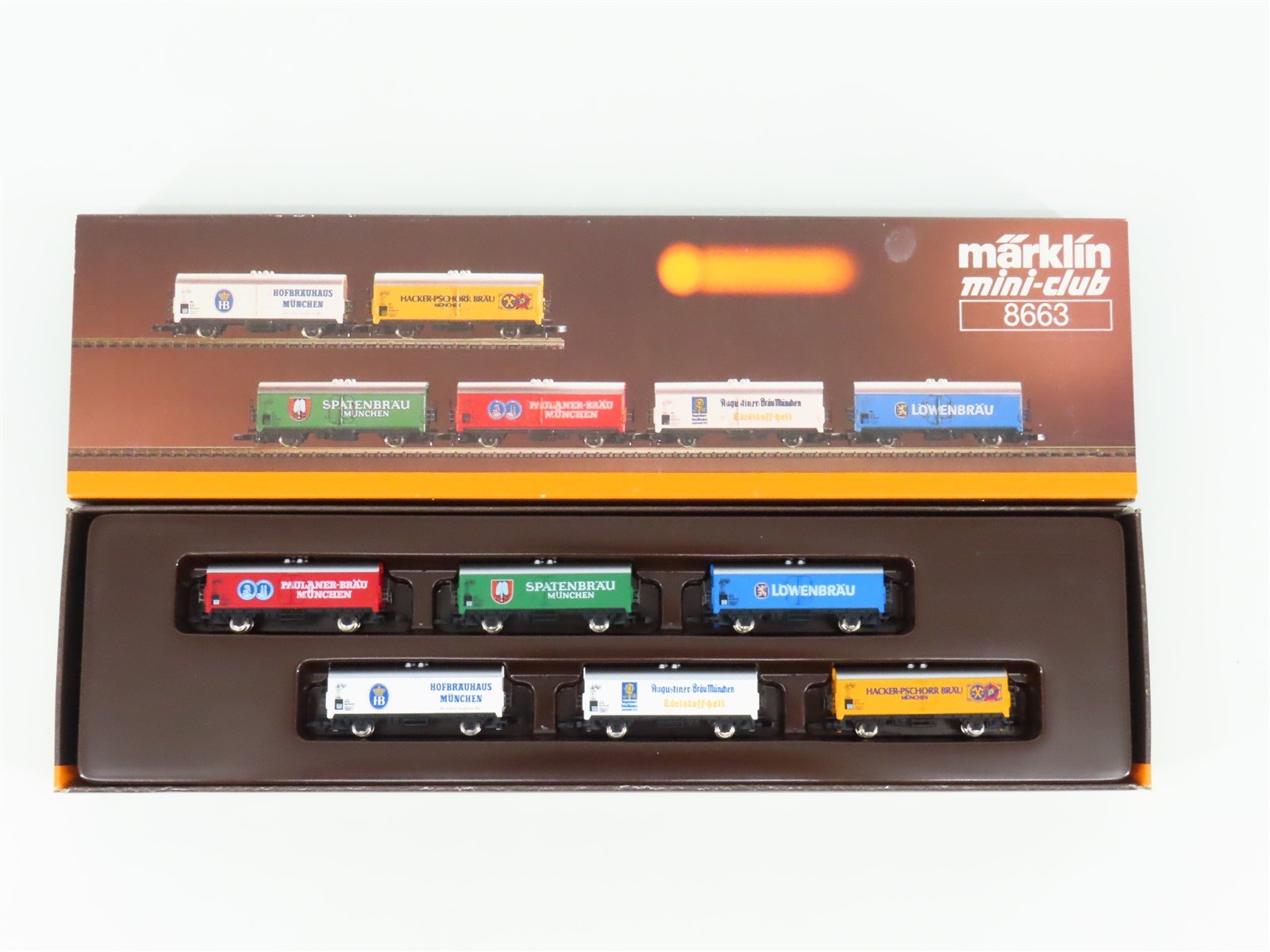 Z Scale Marklin Mini-Club 8663 Munich Breweries 6-Car Beer Wagon Set