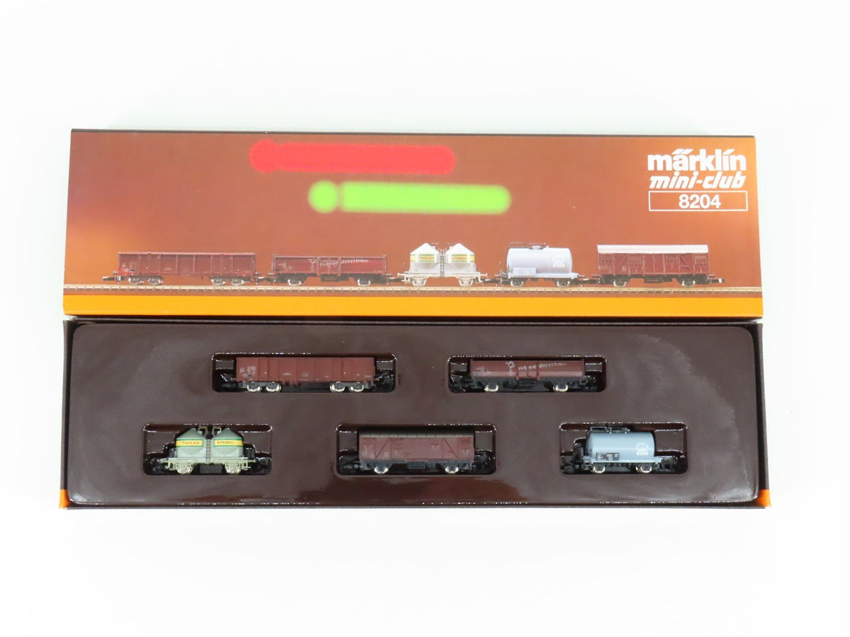 Z Scale Marklin Mini-Club 8204 DB German Federal Railroad 5-Car Freight Set