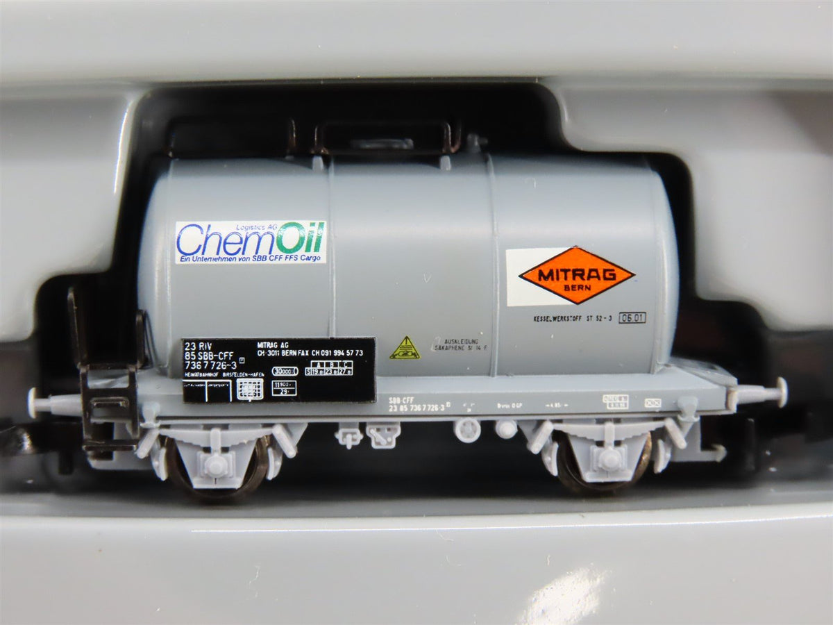 Z Marklin Mini-Club 81427 SBB Swiss ChemOil Re460 Electric Freight Train Set