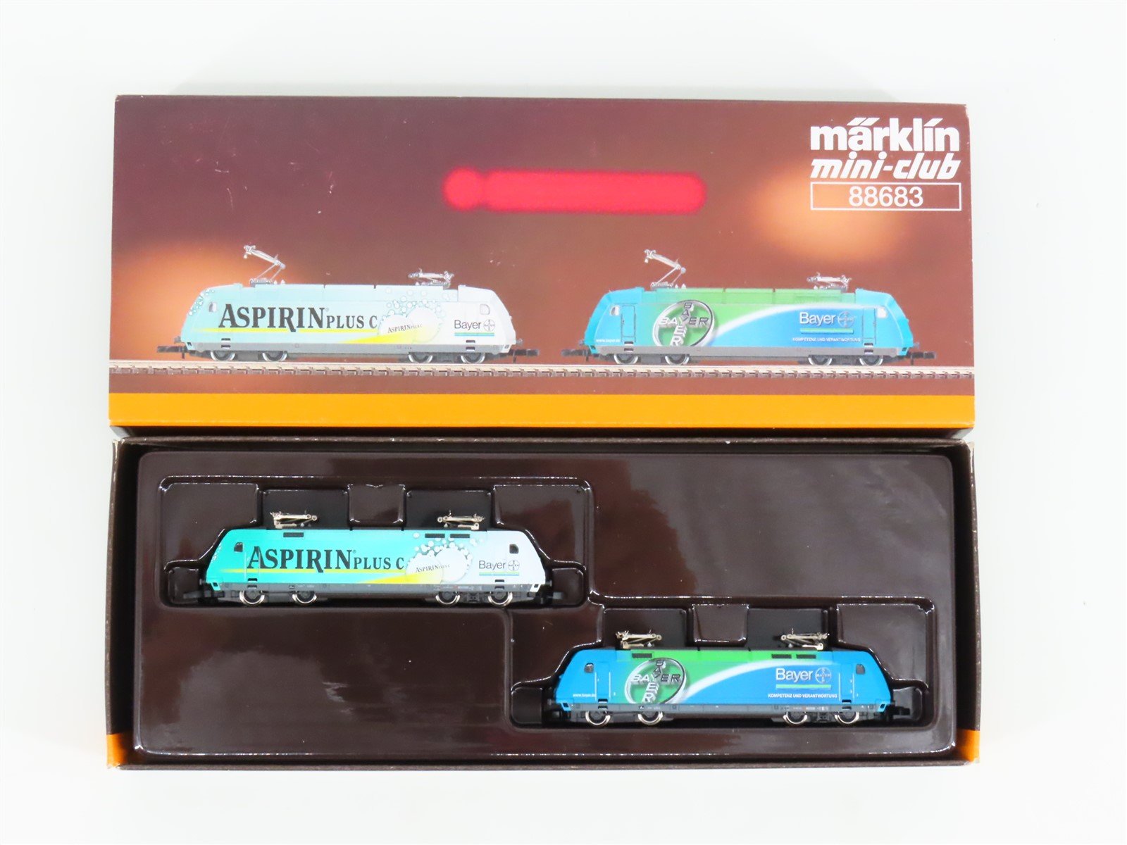Z Scale Marklin Mini-Club 88683 "Bayer Aspirin Plus C" BR101 Electric 2-Unit Set