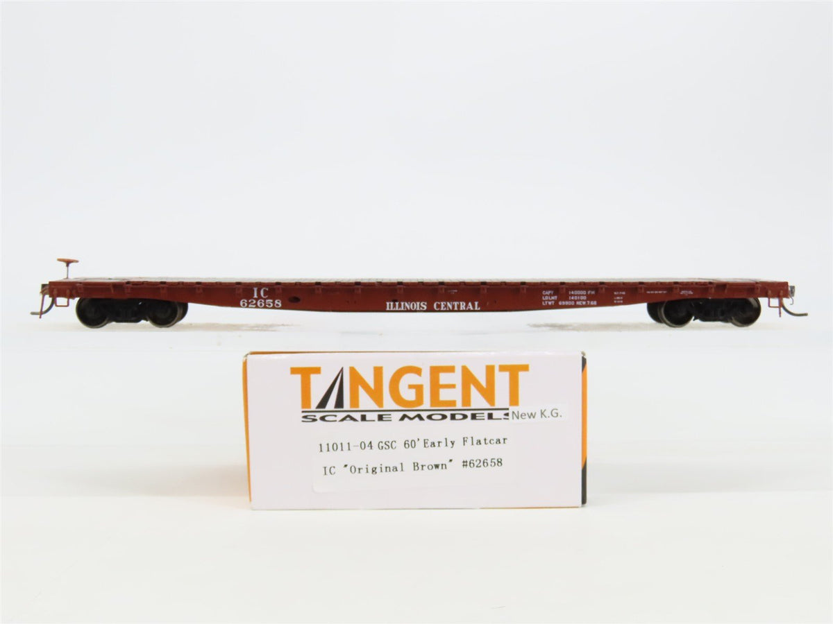 HO Tangent 11011-04 IC Illinois Central &quot;Original Brown&quot; GSC 60&#39; Flat Car #62658
