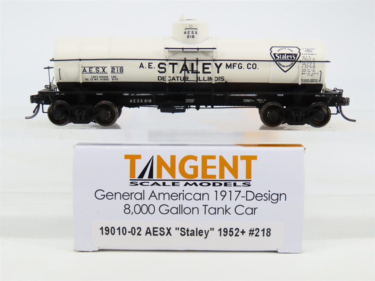 HO Scale Tangent 19010-02 AESX Staley 8000 Gallon Single Dome Tank Car #218