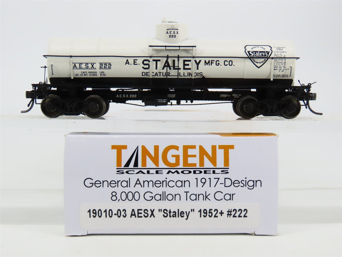 HO Scale Tangent 19010-03 AESX Staley 8000 Gallon Single Dome Tank Car #222