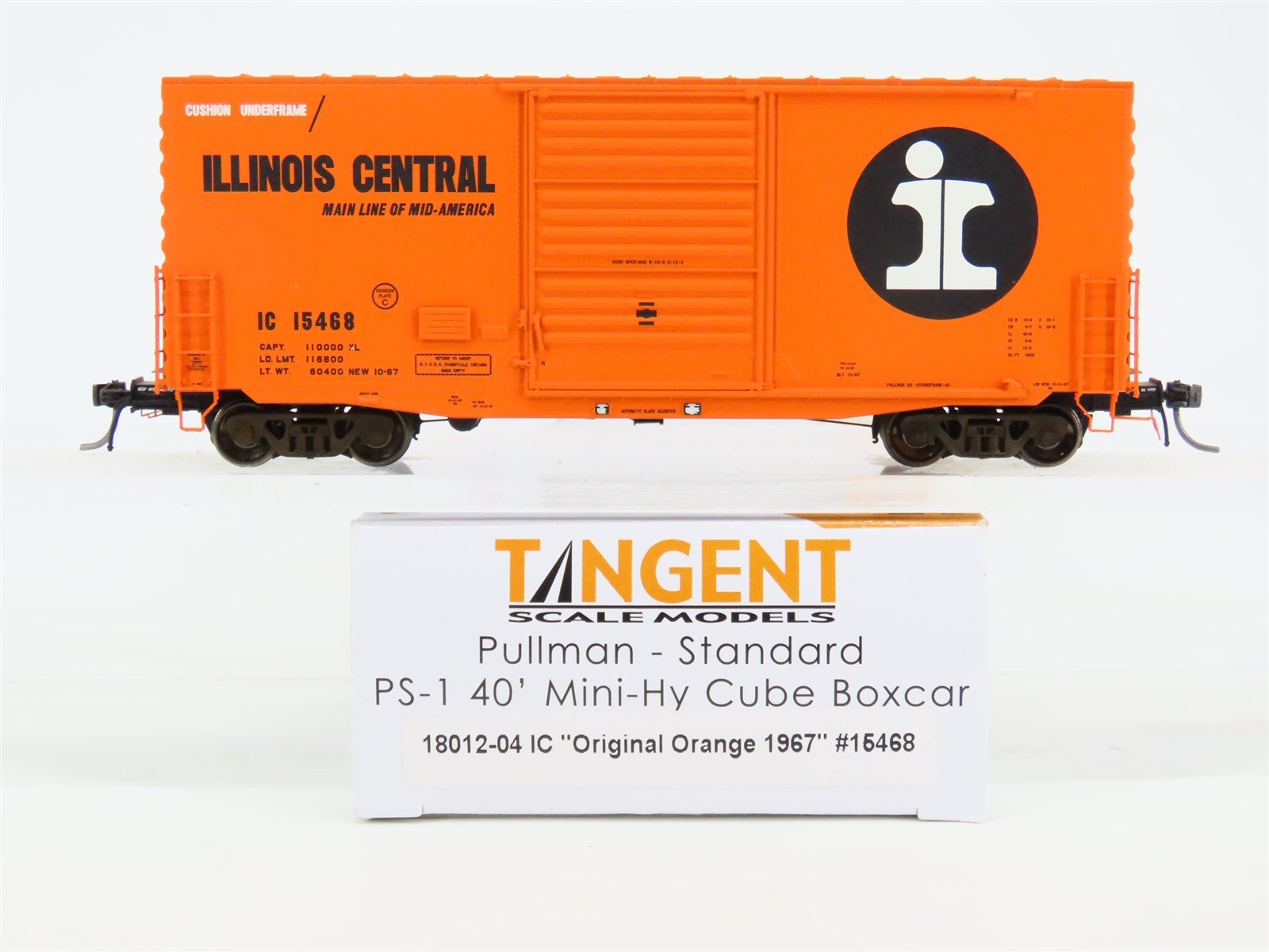 HO Tangent 18012-04 IC Illinois Central PS-1 40' Mini-Hy Cube Boxcar #15468