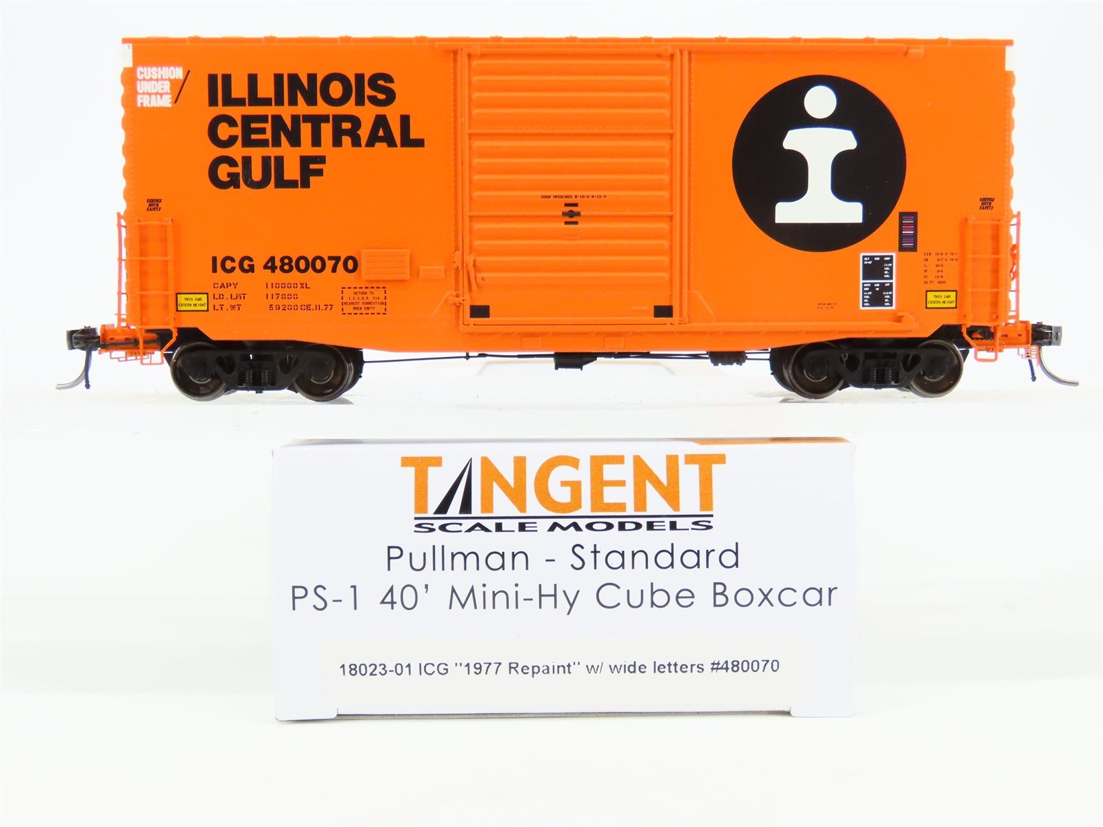 HO Tangent 18023-01 ICG Illinois Central Gulf PS-1 40' Cube Boxcar #480070