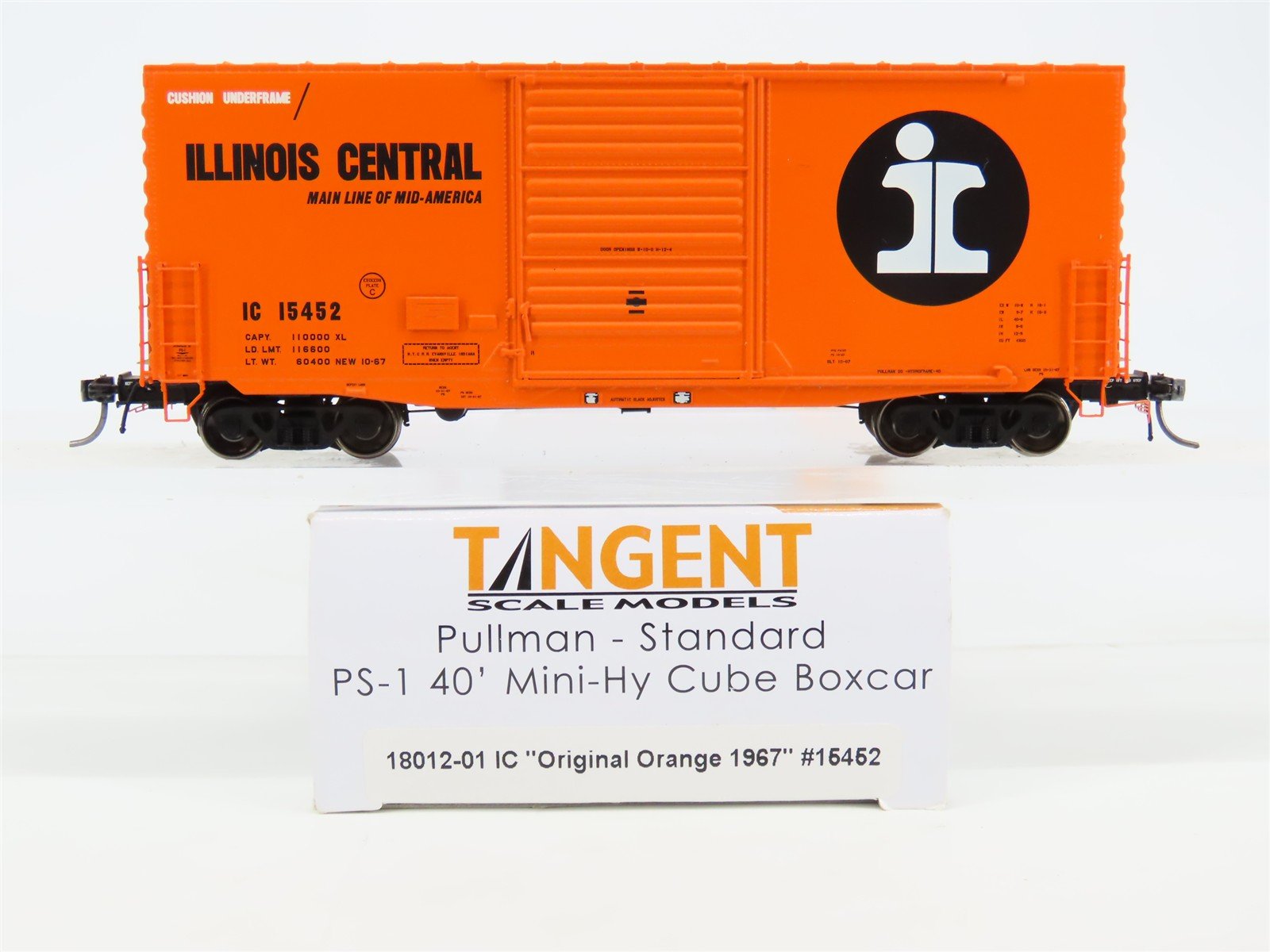 HO Tangent 18012-01 IC Illinois Central PS-1 40' Mini-Hy Cube Boxcar 15452