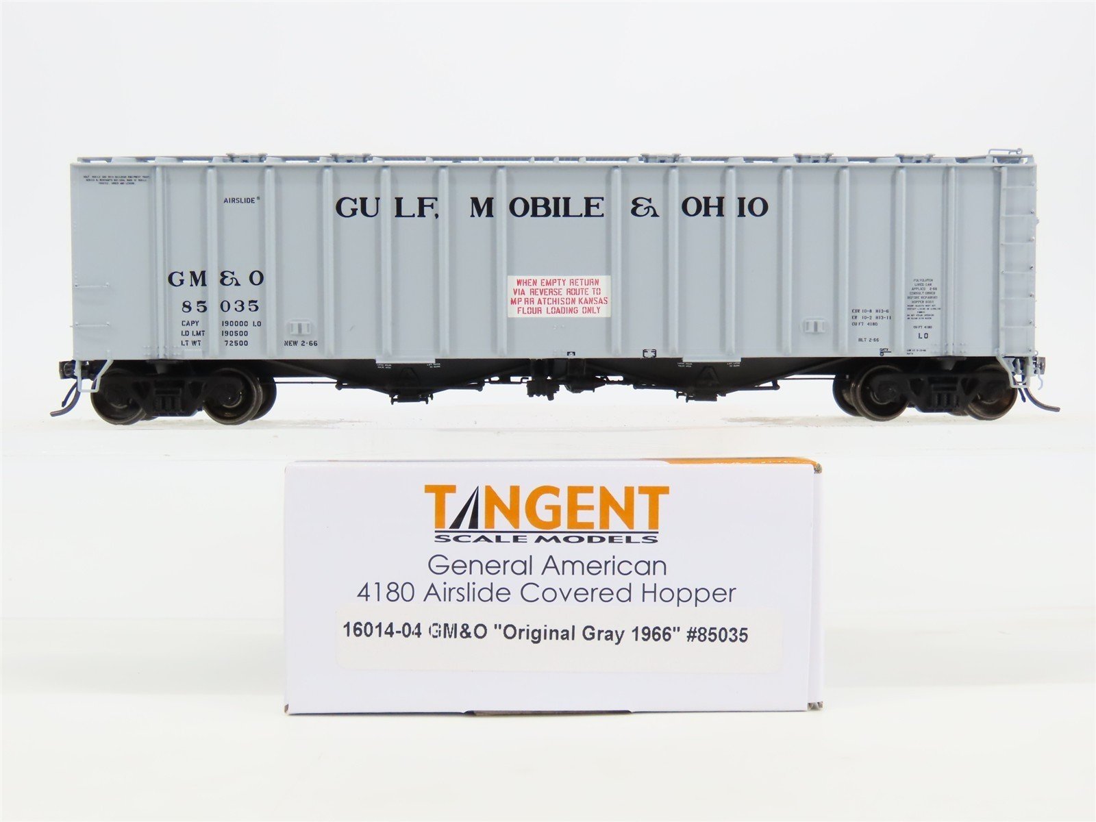 HO Scale Tangent 16014-04 GM&O Gulf Mobile & Ohio Airslide Covered Hopper #85035
