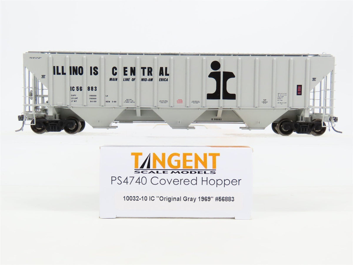 HO Scale Tangent 10032-10 IC Illinois Central 3 Bay Covered Hopper #56883