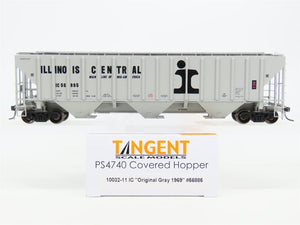HO Scale Tangent 10032-11 IC Illinois Central 3 Bay Covered Hopper #56885