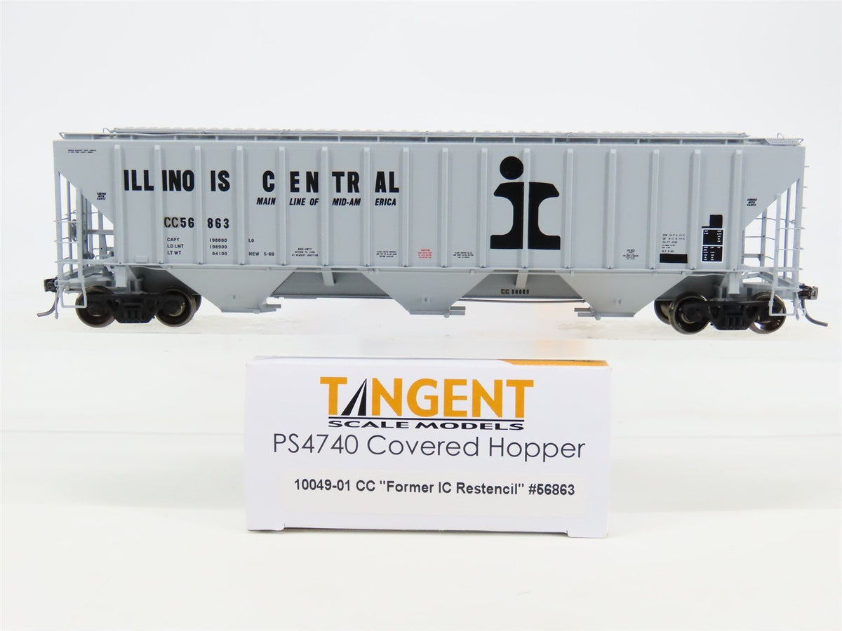 HO Scale Tangent 10049-01 IC Illinois Central 3 Bay Covered Hopper CC56863