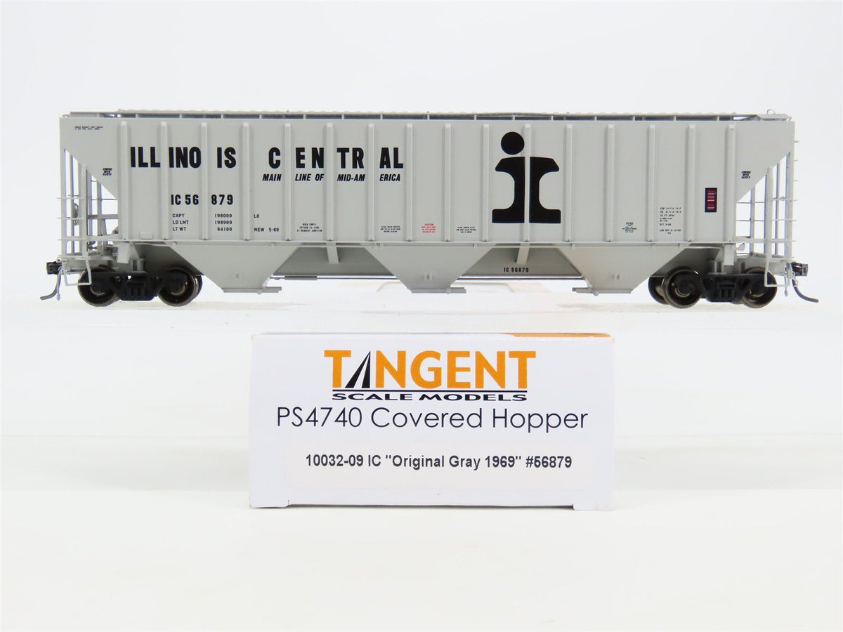 HO Scale Tangent 10032-09 IC Illinois Central 3 Bay Covered Hopper #56879
