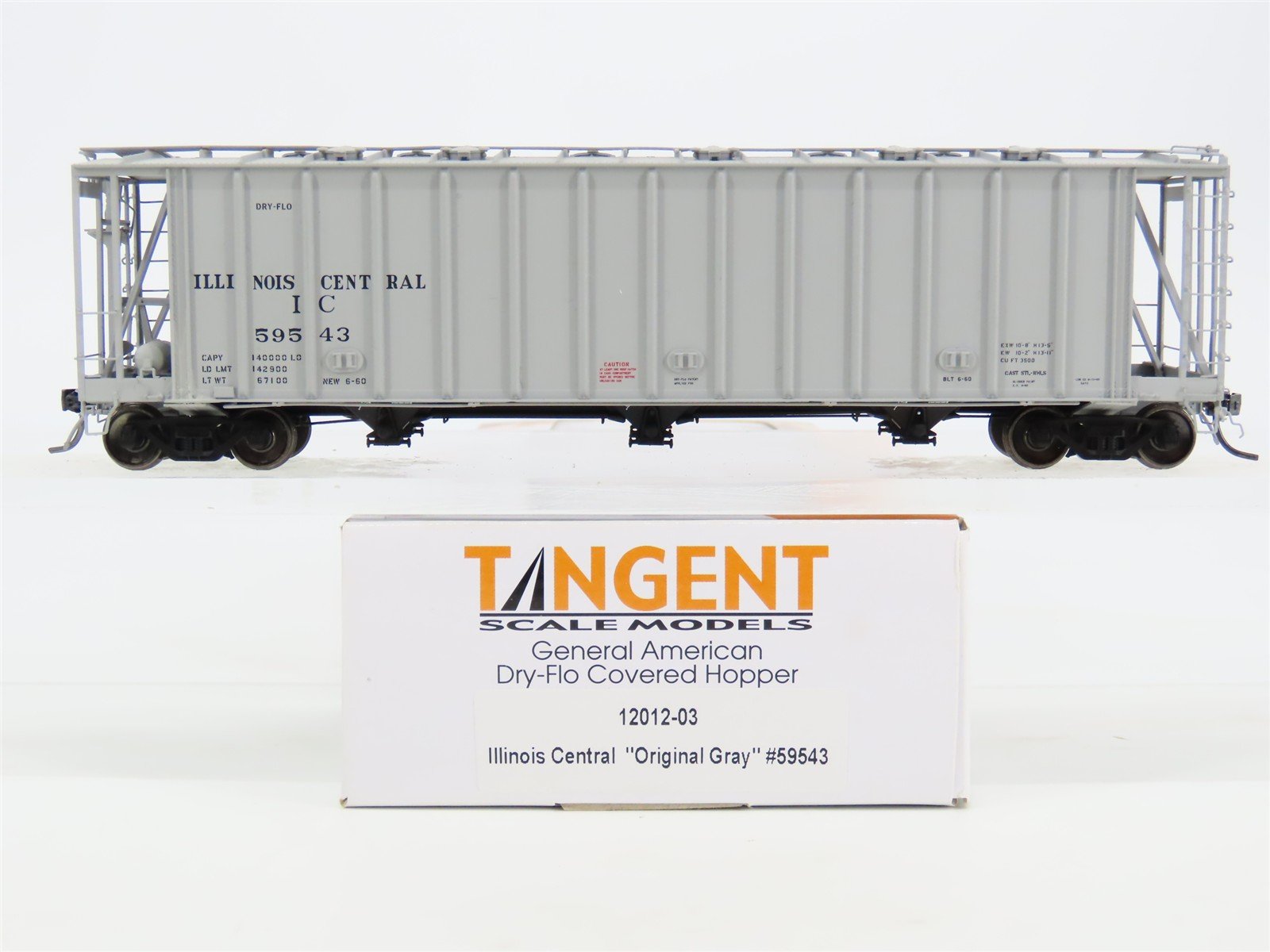 HO Scale Tangent 12012-03 IC Illinois Central Dry Flo Covered Hopper #59543