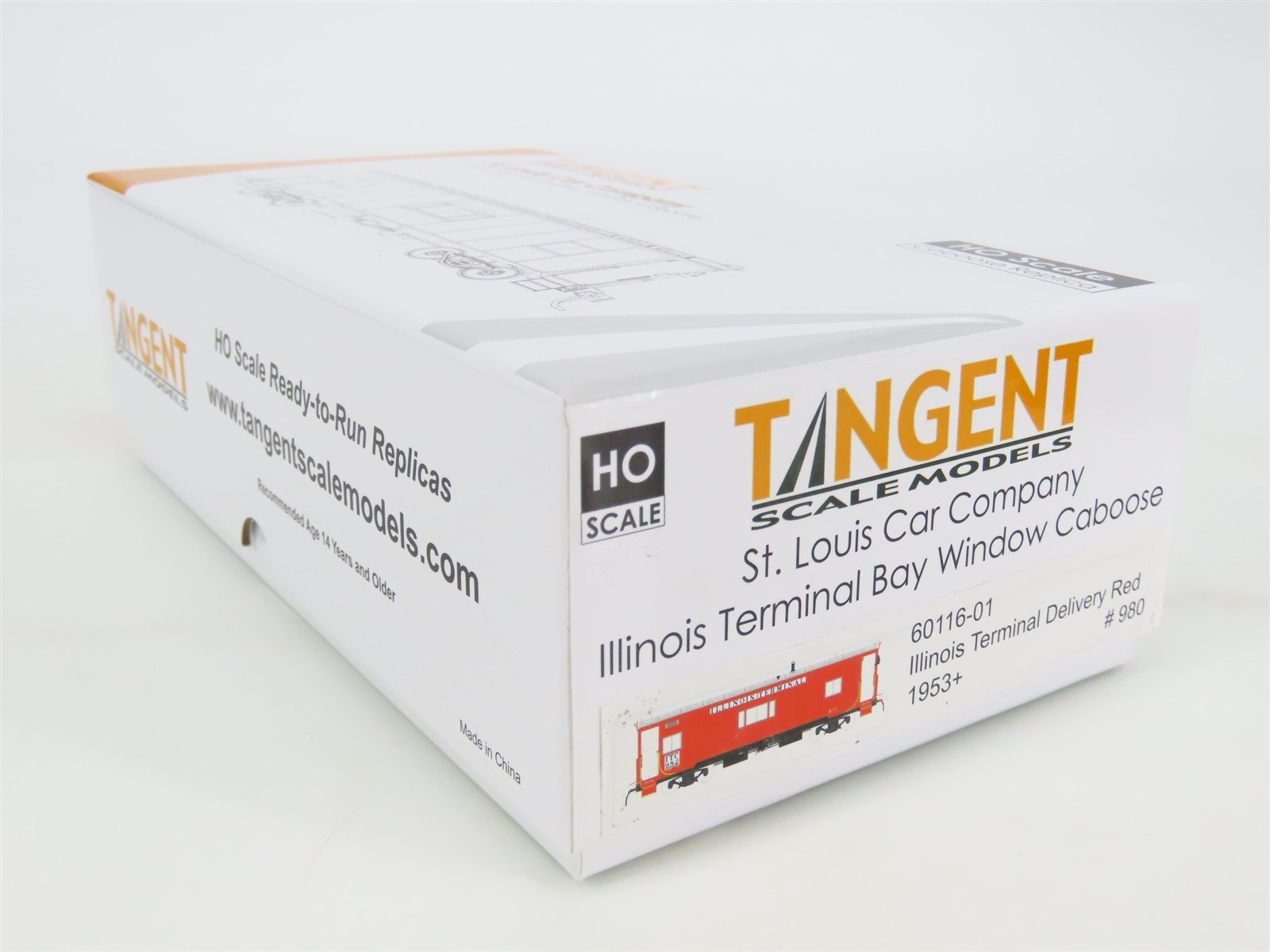HO Scale Tangent 60116-01 ITC Illinois Terminal Bay Window Caboose #980