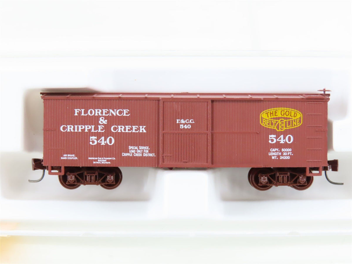 Nn3 Scale Micro-Trains MTL 15104 F&amp;CC &quot;Gold Belt Line&quot; 30&#39; Wood Box Car #540