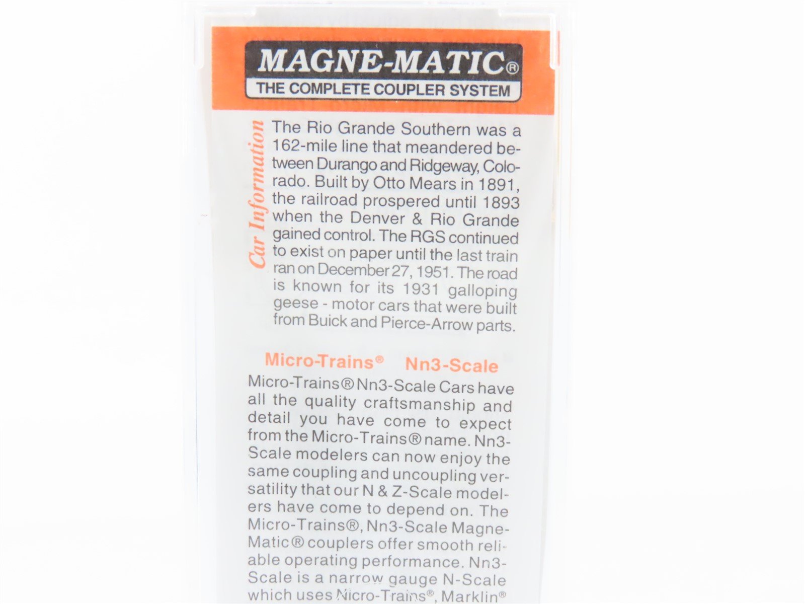Nn3 Scale Micro-Trains MTL 15113 RGS Rio Grande Southern 30' Wood Box Car #8512