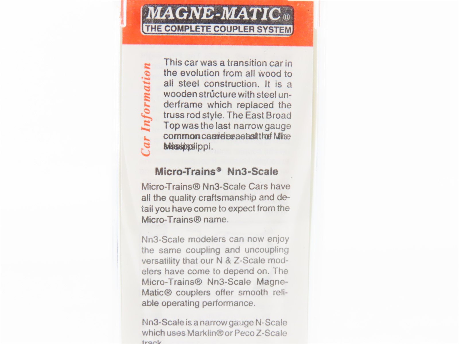 Nn3 Scale Micro-Trains MTL 15107 EBT East Broad Top 30' Wood Box Car #170