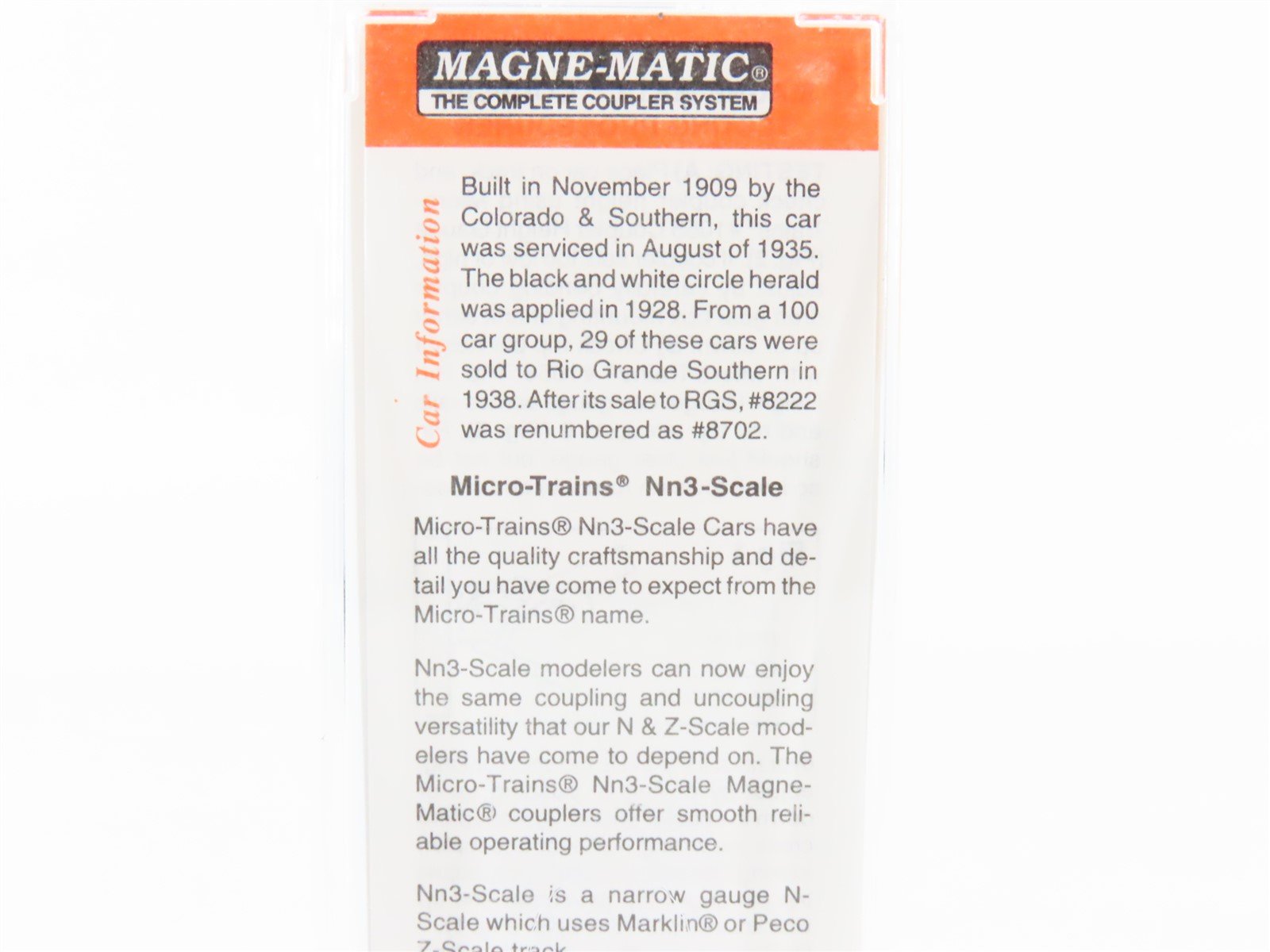 Nn3 Scale Micro-Trains MTL 15106 C&S Colorado & Southern 30' Wood Box Car #8222