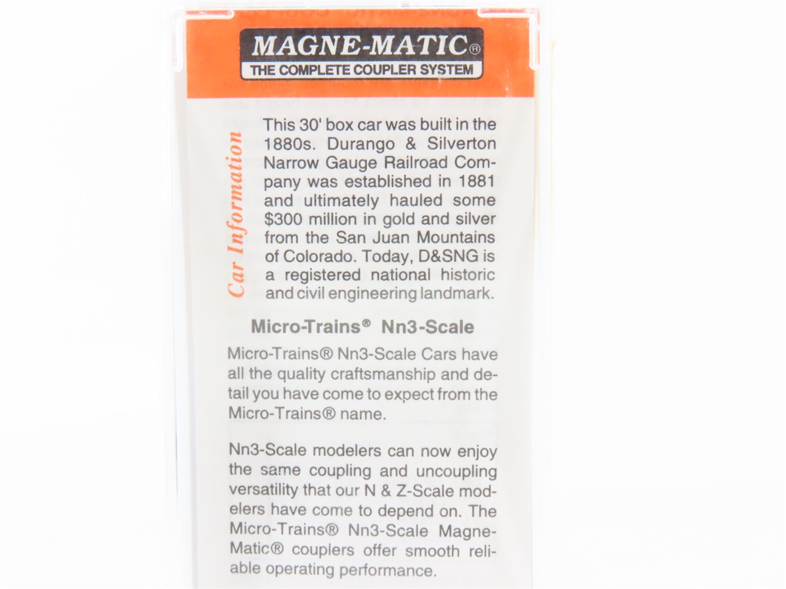 Nn3 Scale Micro-Trains MTL 15105 D&SNG Durango & Silverton 30' Box Car #3410