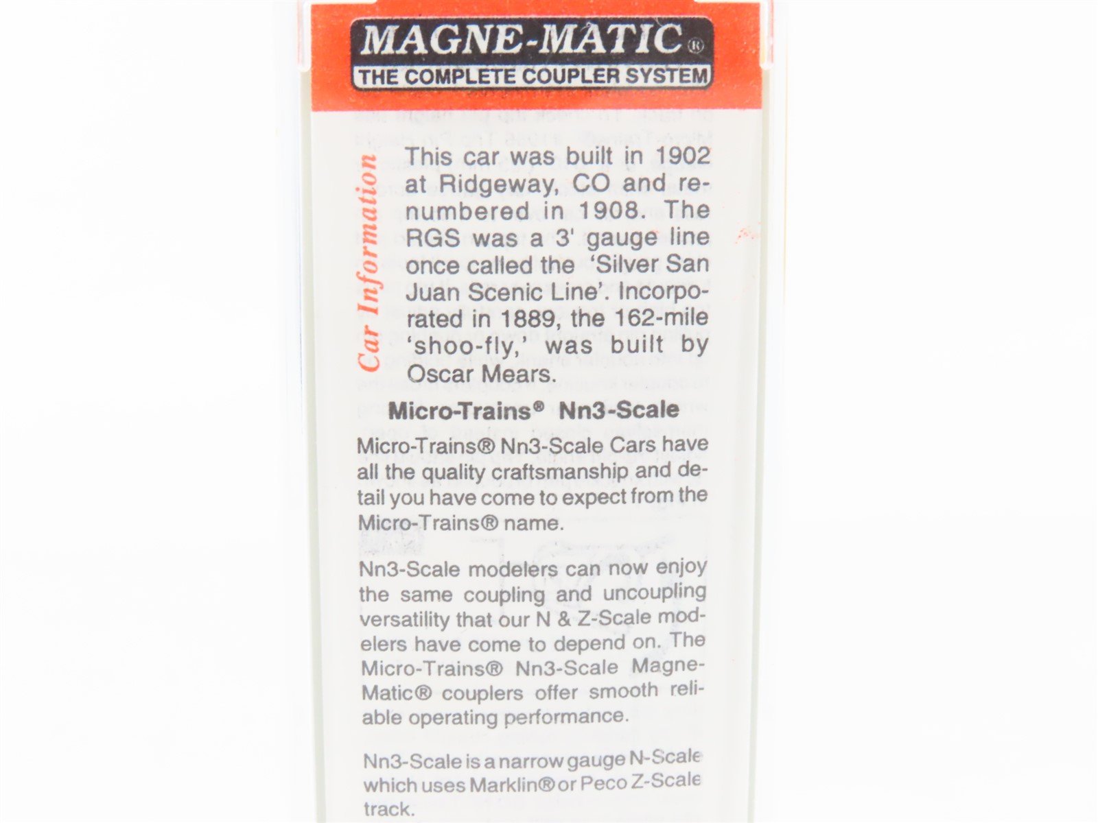 Nn3 Micro-Trains MTL 15501 RGS Rio Grande Southern Offset Cupola Caboose #0404