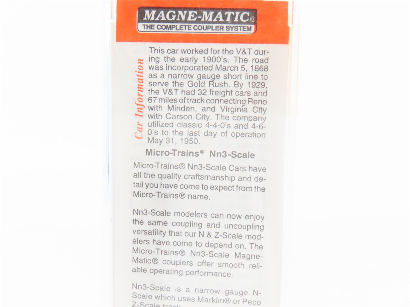 Nn3 Scale Micro-Trains MTL 15109 V&TRR Virginia & Truckee 30' Box Car #1013