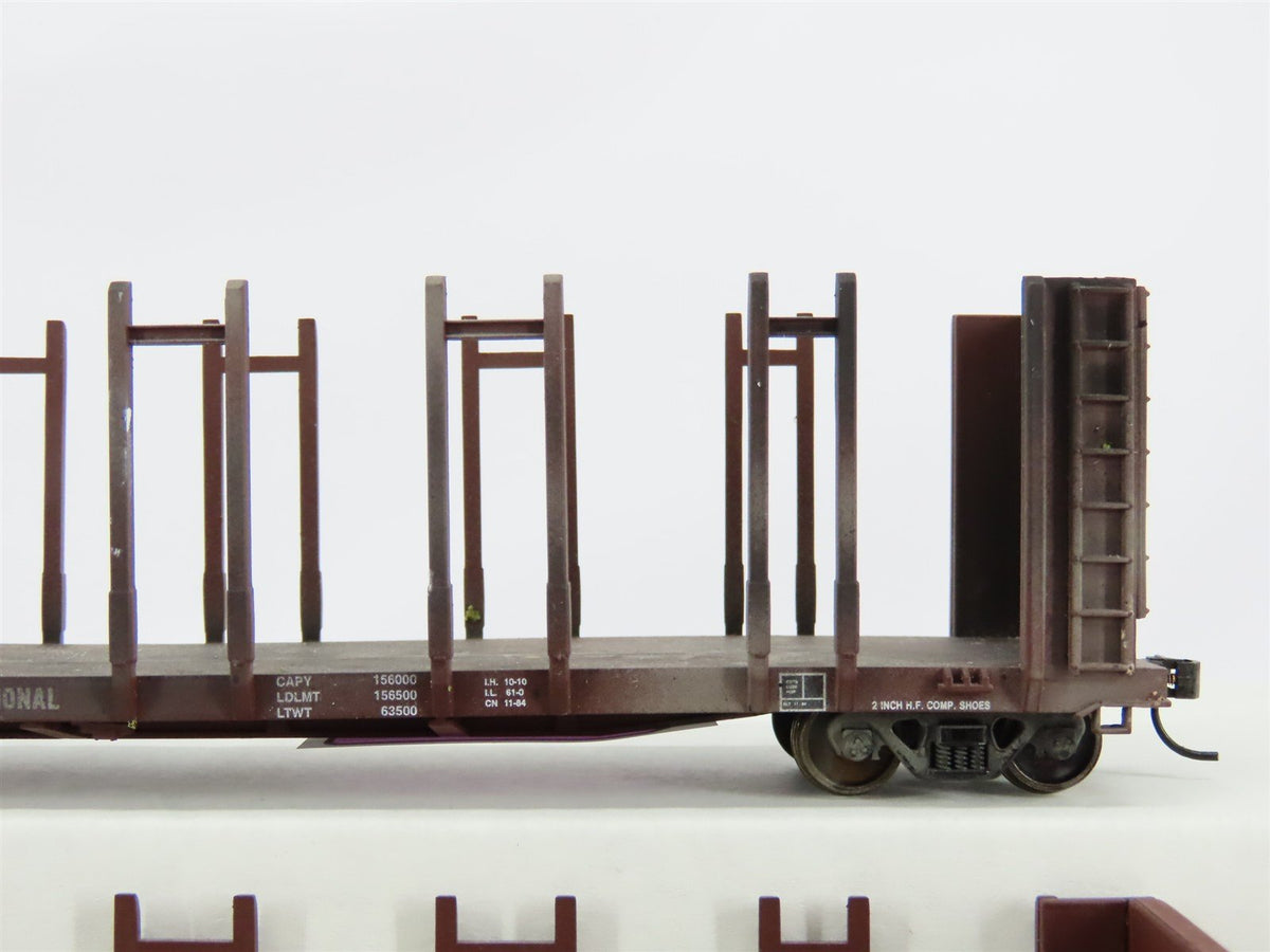 HO Walthers Goldline 932-23157 CN Pulpwood Flat Car 2 Pack Custom Weathered