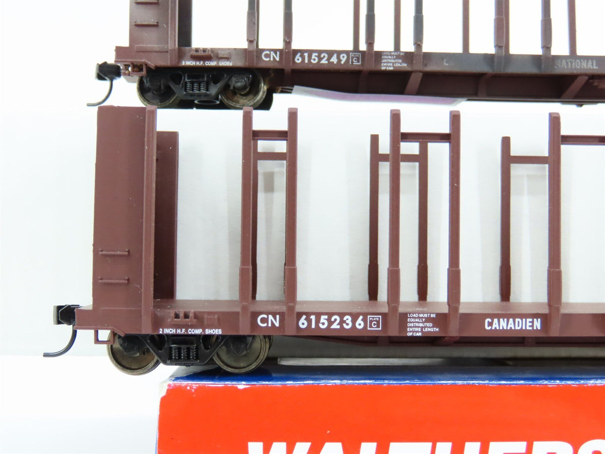 HO Walthers Goldline 932-23157 CN Pulpwood Flat Car 2 Pack Custom Weathered