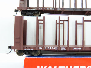 HO Walthers Goldline 932-23157 CN Pulpwood Flat Car 2 Pack Custom Weathered