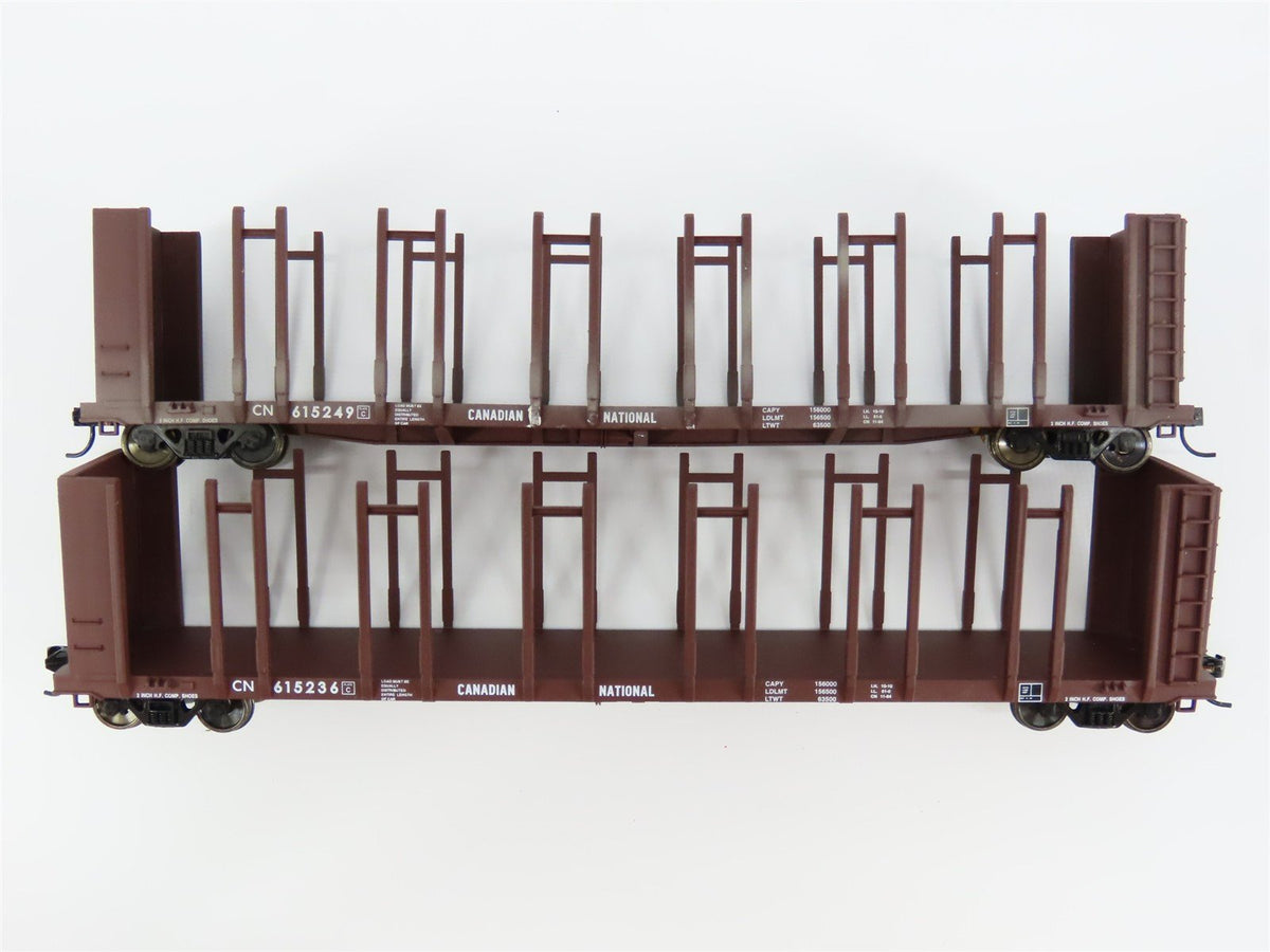 HO Walthers Goldline 932-23157 CN Pulpwood Flat Car 2 Pack Custom Weathered