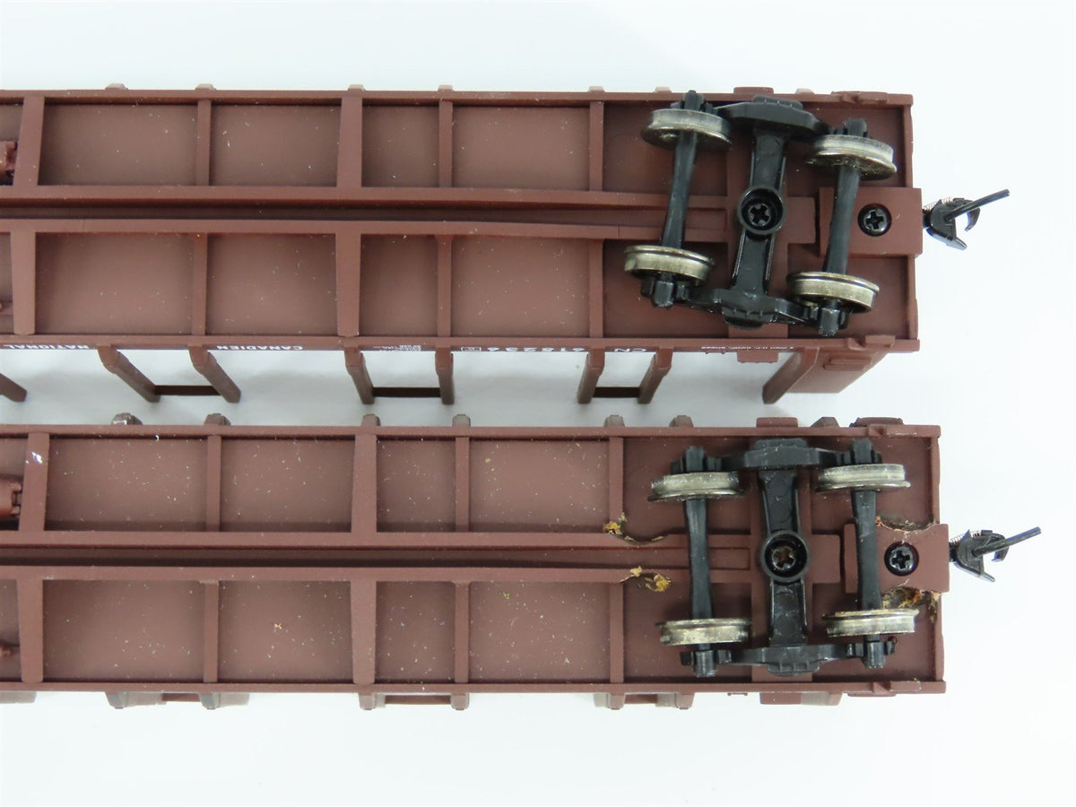 HO Walthers Goldline 932-23157 CN Pulpwood Flat Car 2 Pack Custom Weathered