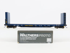 HO Scale Walthers Proto 920-104312 ONT Ontario Northland Bulkhead Flatcar #4539