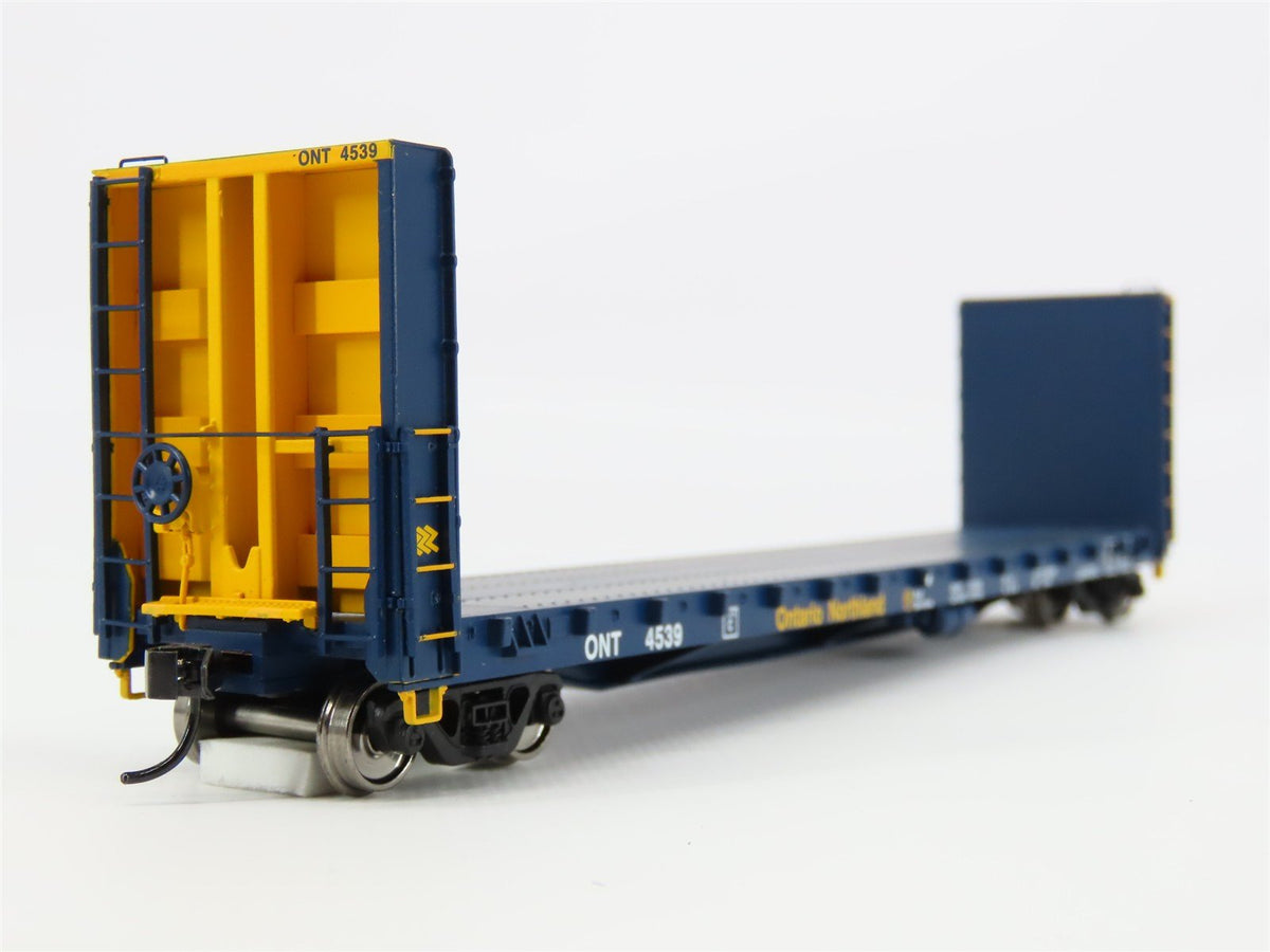 HO Scale Walthers Proto 920-104312 ONT Ontario Northland Bulkhead Flatcar #4539