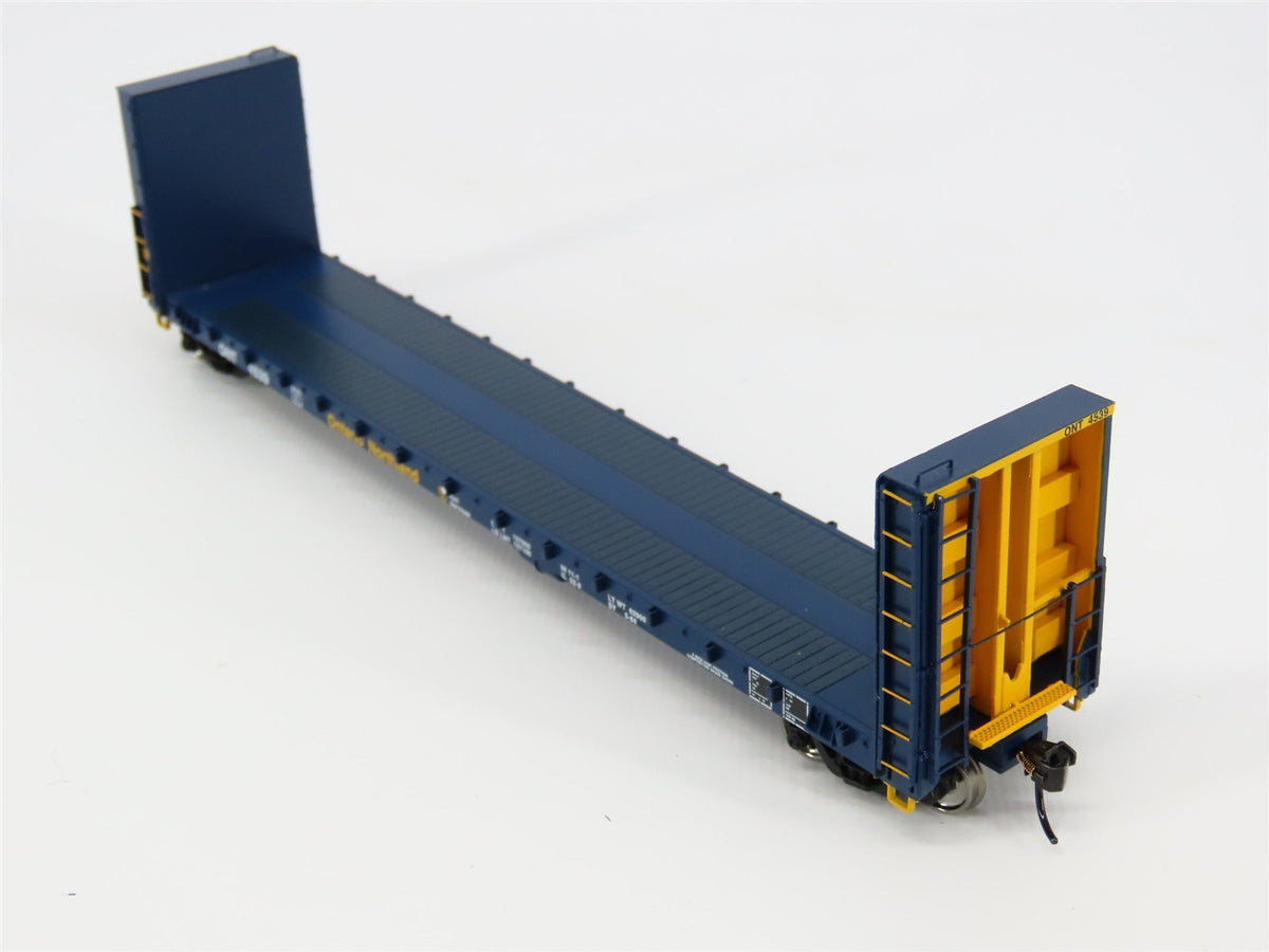HO Scale Walthers Proto 920-104312 ONT Ontario Northland Bulkhead Flatcar #4539