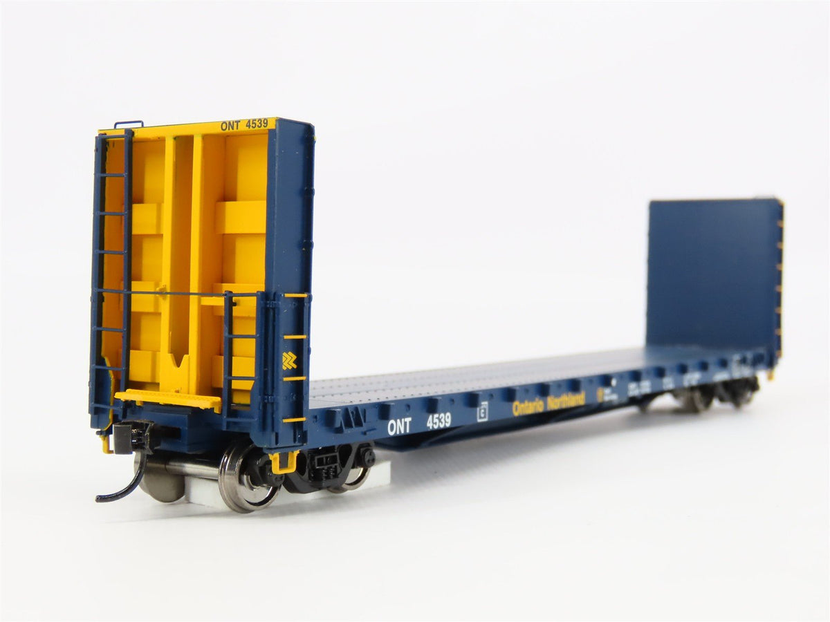 HO Scale Walthers Proto 920-104312 ONT Ontario Northland Bulkhead Flatcar #4539