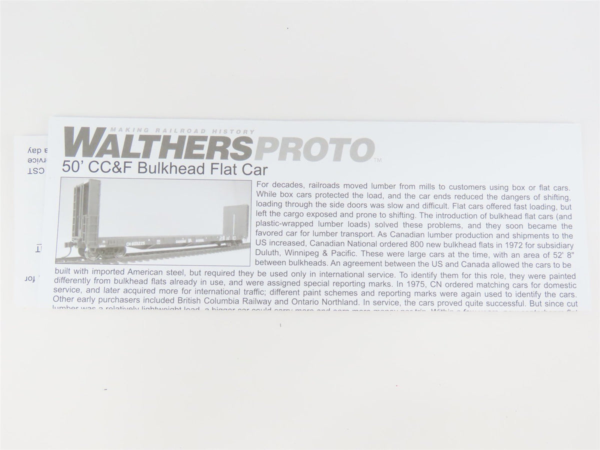 HO Scale Walthers Proto 920-104312 ONT Ontario Northland Bulkhead Flatcar #4539