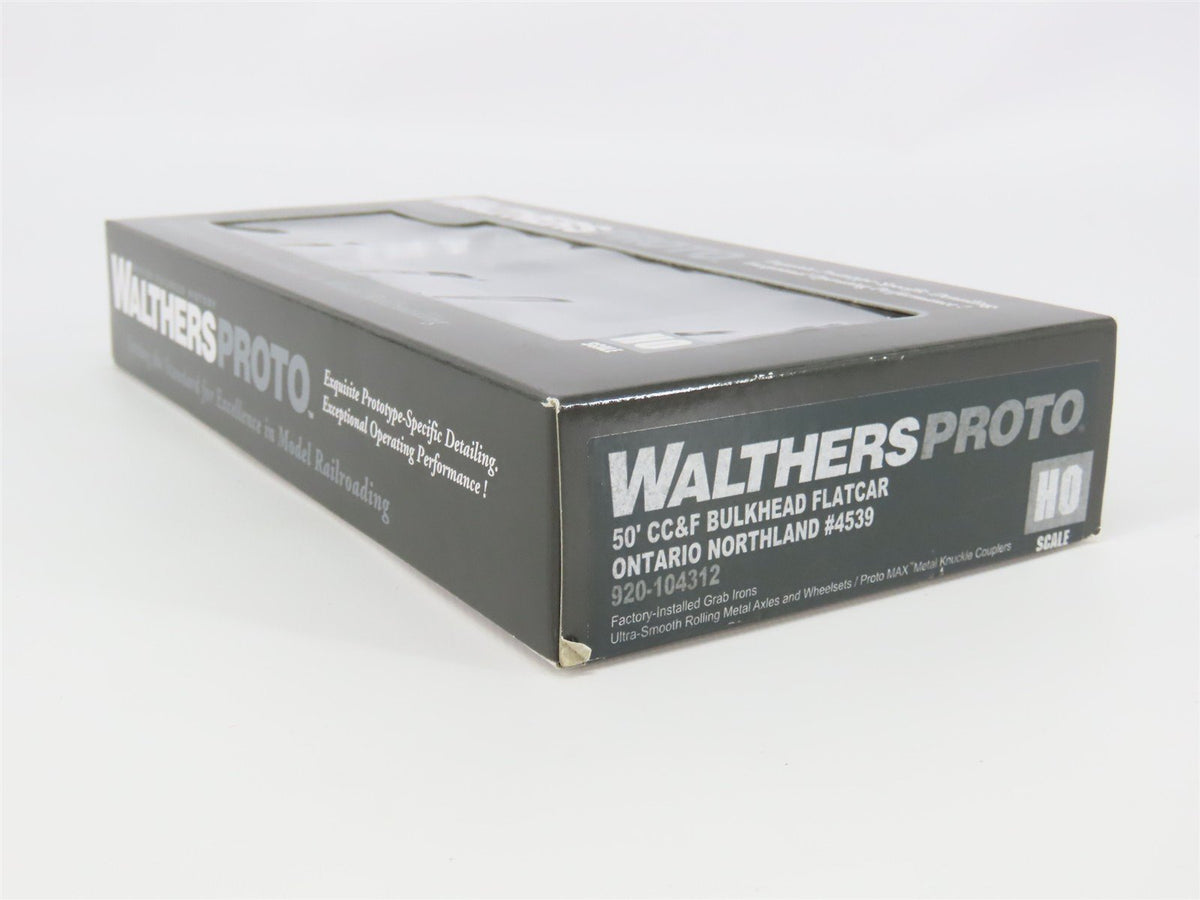 HO Scale Walthers Proto 920-104312 ONT Ontario Northland Bulkhead Flatcar #4539