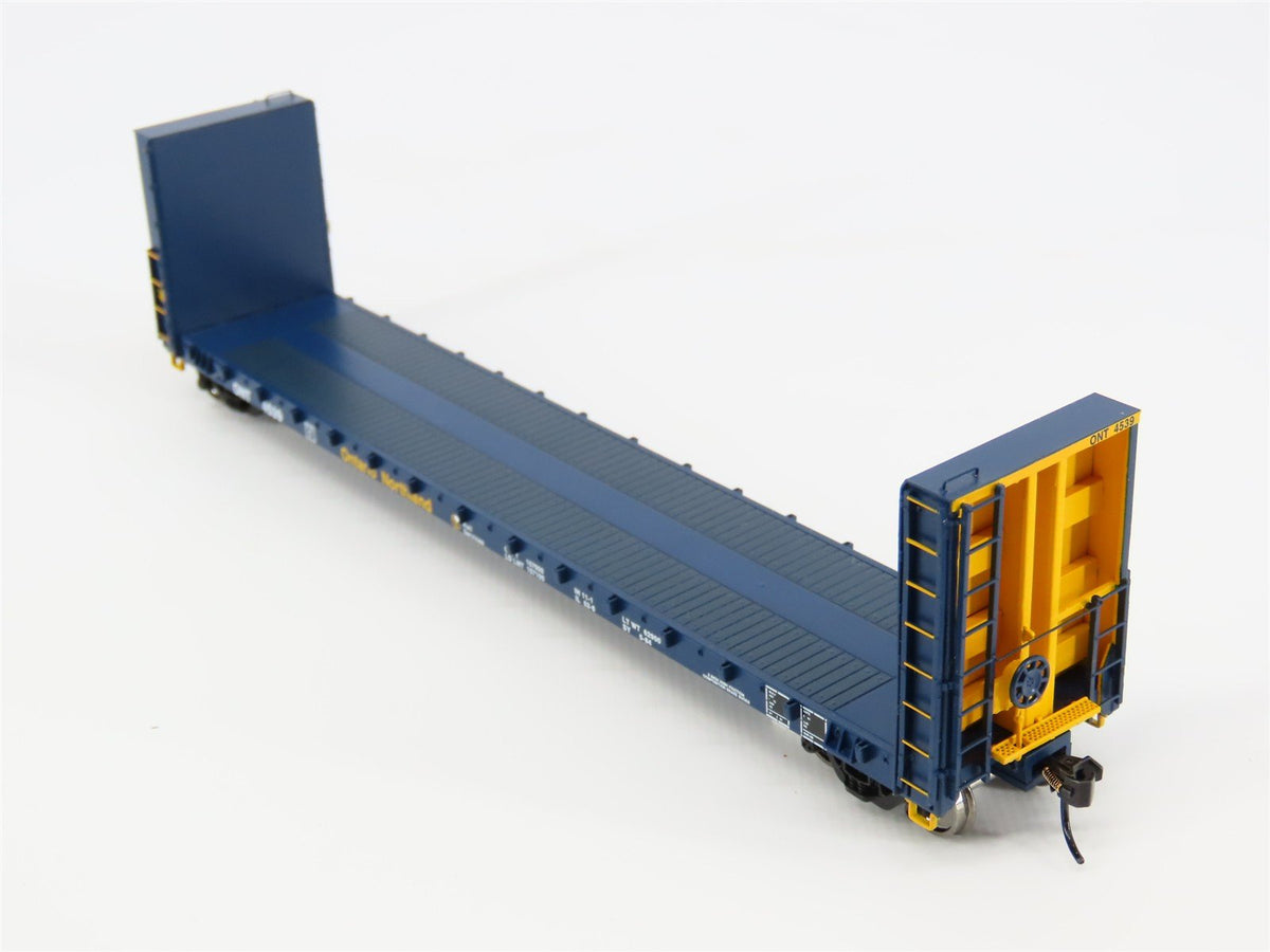 HO Scale Walthers Proto 920-104312 ONT Ontario Northland Bulkhead Flatcar #4539
