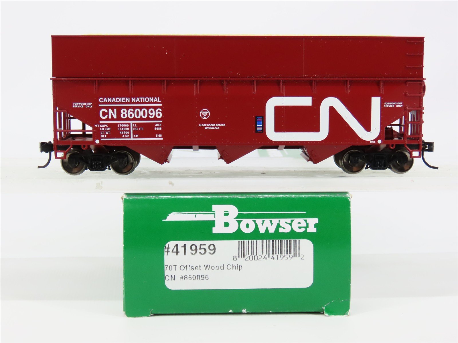 HO Scale Bowser 41959 CN Canadien National 70T Offset Woodchip Gondola #860096