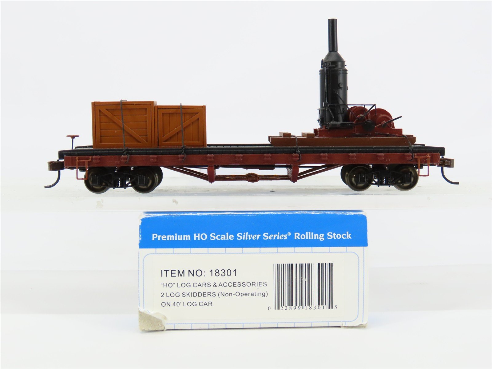 HO Scale Bachmann Silver Series 18301 Log Car w/2 Log Skidders