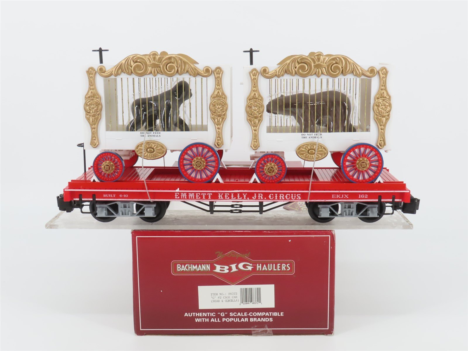 G Bachmann Big Haulers 98372 EKJX Emmett Kelly Jr. Circus Flat Car #162 w/ Cages