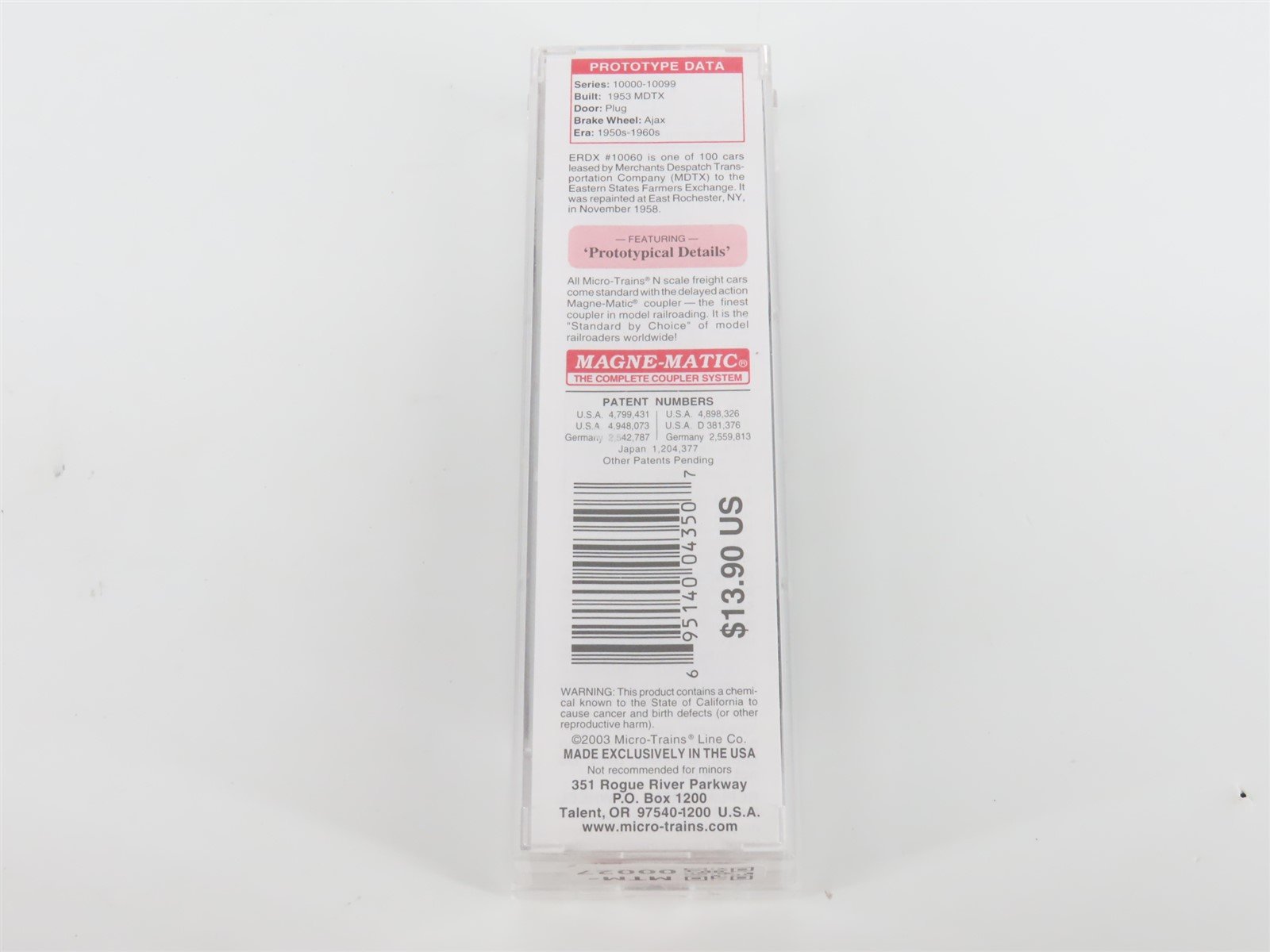 N Micro-Trains MTL 21420 ERDX Eastern States Farmers Exchange 40' Box Car #10060