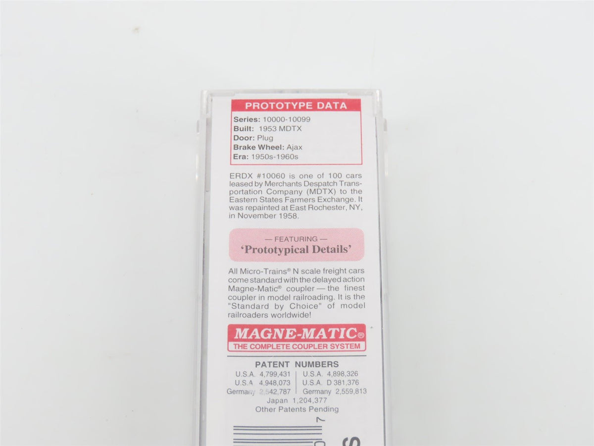 N Micro-Trains MTL 21420 ERDX Eastern States Farmers Exchange 40&#39; Box Car #10060