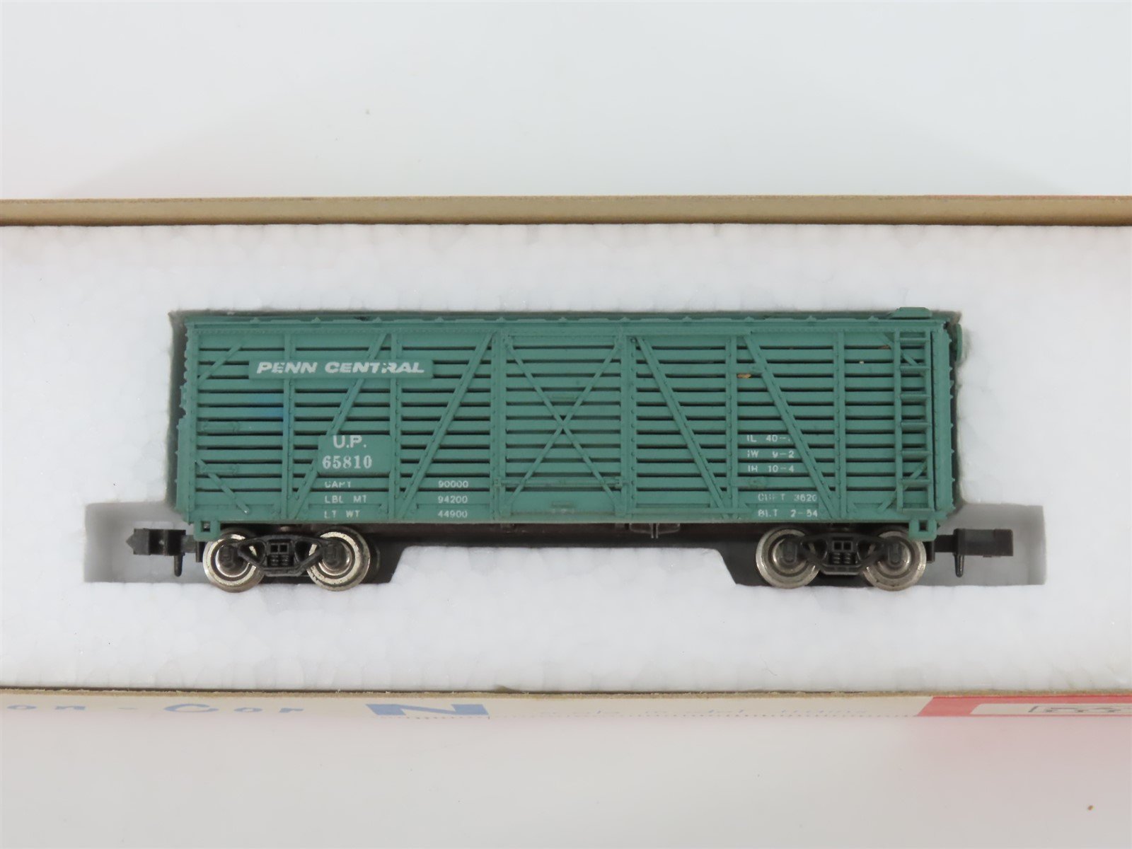 N Scale Con-Cor/KATO 1106 PC Penn Central 40' Stock Car #65810