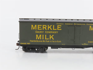 HO Scale Roundhouse 84630 GARE Merkle Dairy Co. Milk 40' Wood Reefer #747