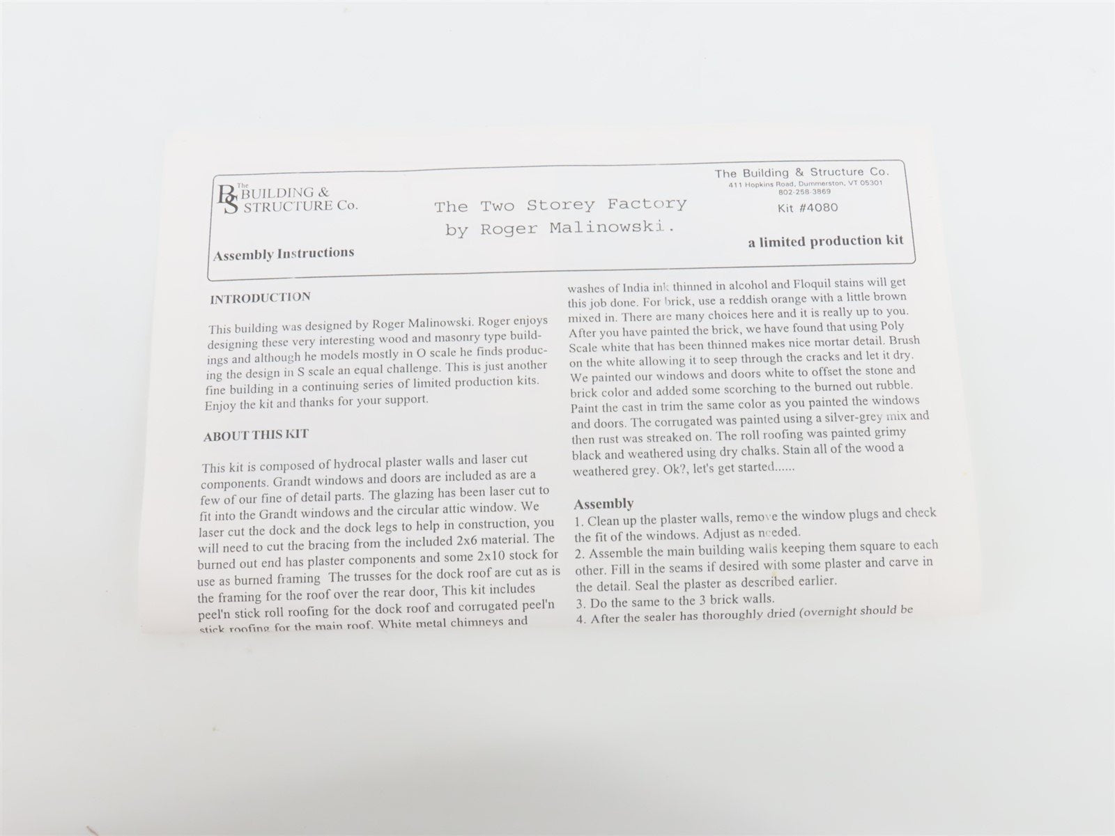 S 1/64 Scale Banta Modelworks Hydrocal & Laser-Cut Kit #4080 Two Storey Factory