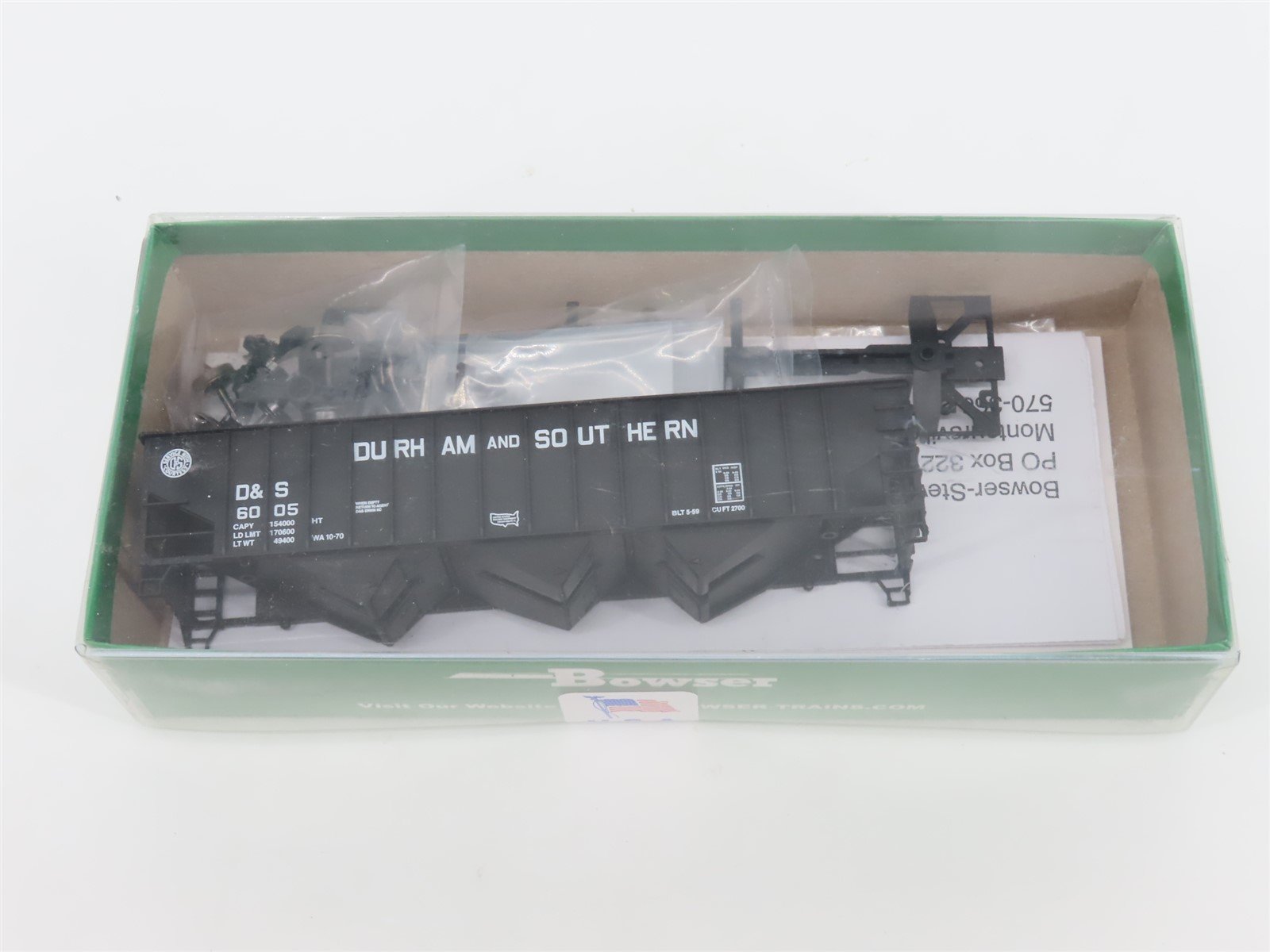 HO Bowser/East Coast Kit ECRR-81 D&S Durham & Southern 3-Bay Hopper #6005