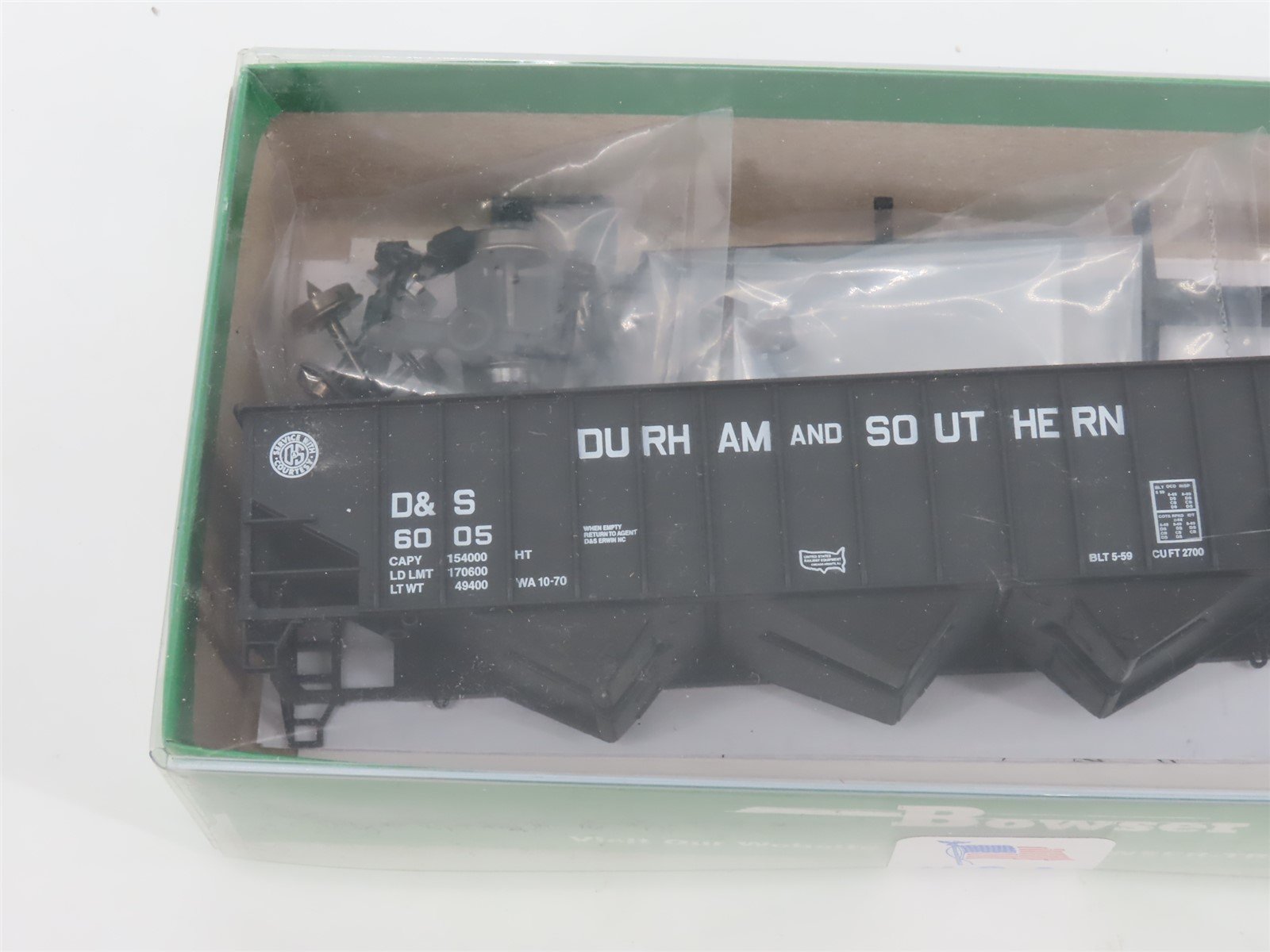 HO Bowser/East Coast Kit ECRR-81 D&S Durham & Southern 3-Bay Hopper #6005